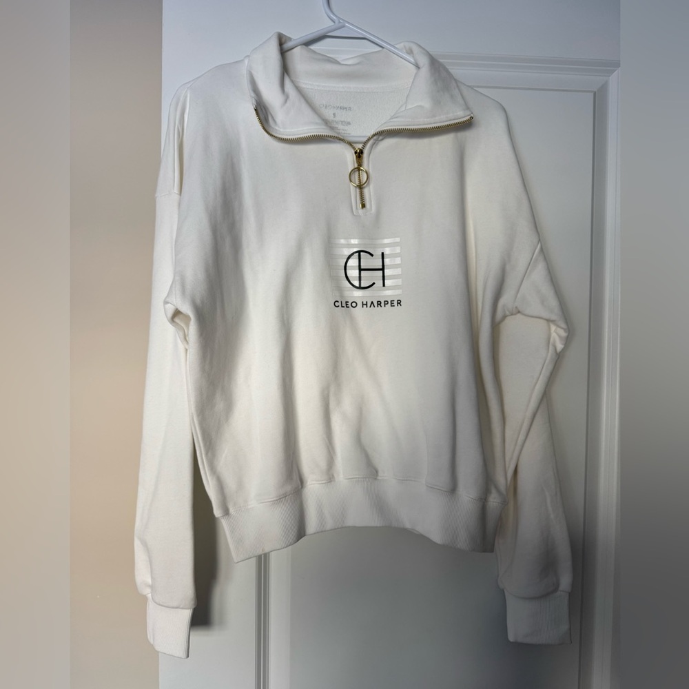 Cleo Harper Cream Quarter-Zip Sweatshirt